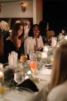 Women laughing at the table